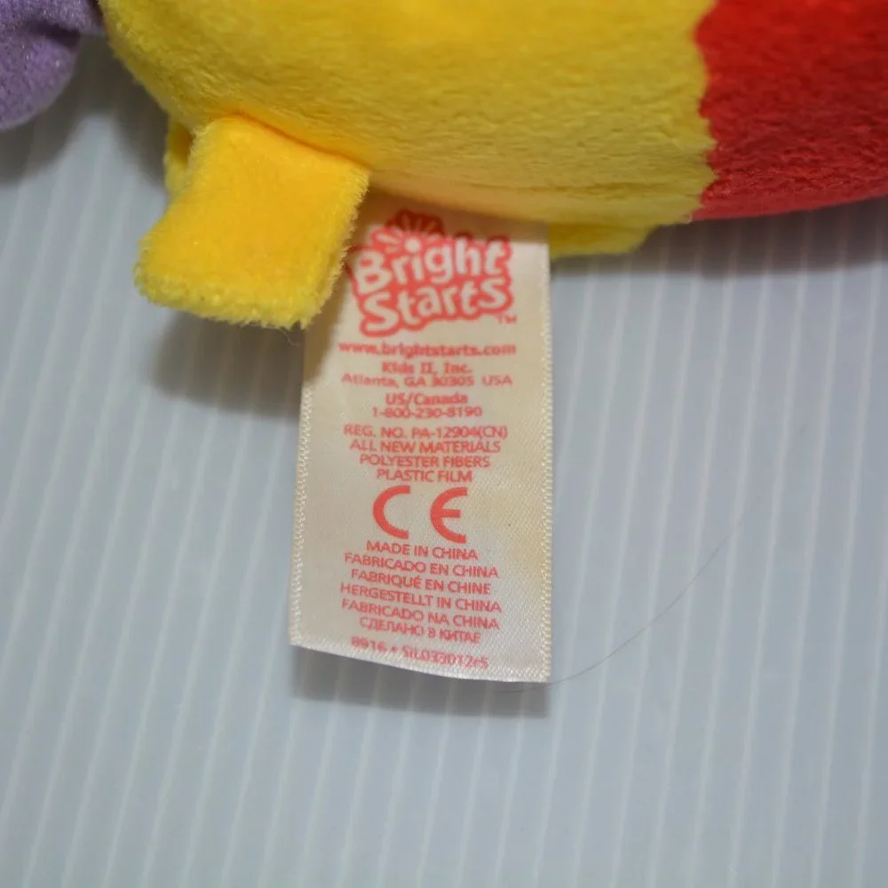 Bright Starts Yellow Giraffe Plush Snuggle Teether Crinkle Baby Activity Toy